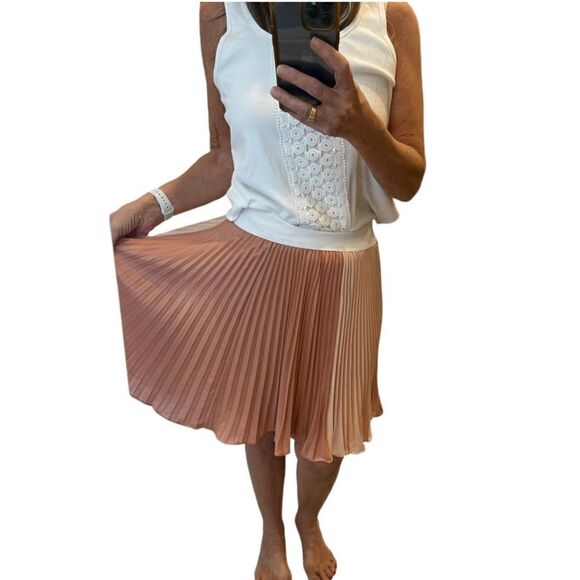 BCBGMaxAzria Tisa Colorblock Pleaded Waistband Skirt.Size XS - Picture 2 of 11